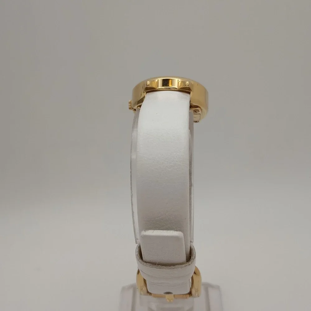 Marc by Marc Jacobs Cat Face‎ Watch Gold Tone White Leather 22.5mm New Battery